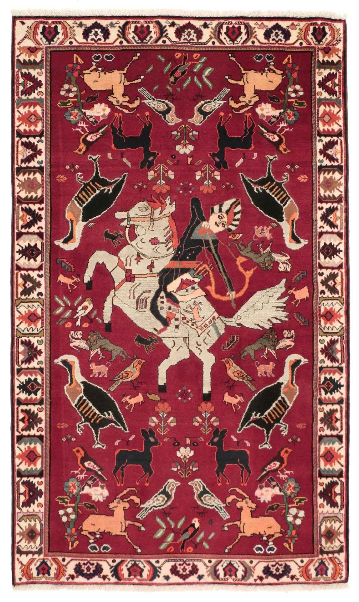Hand-Knotted Qashqai Persian Rug, 130 × 217 cm, Wool