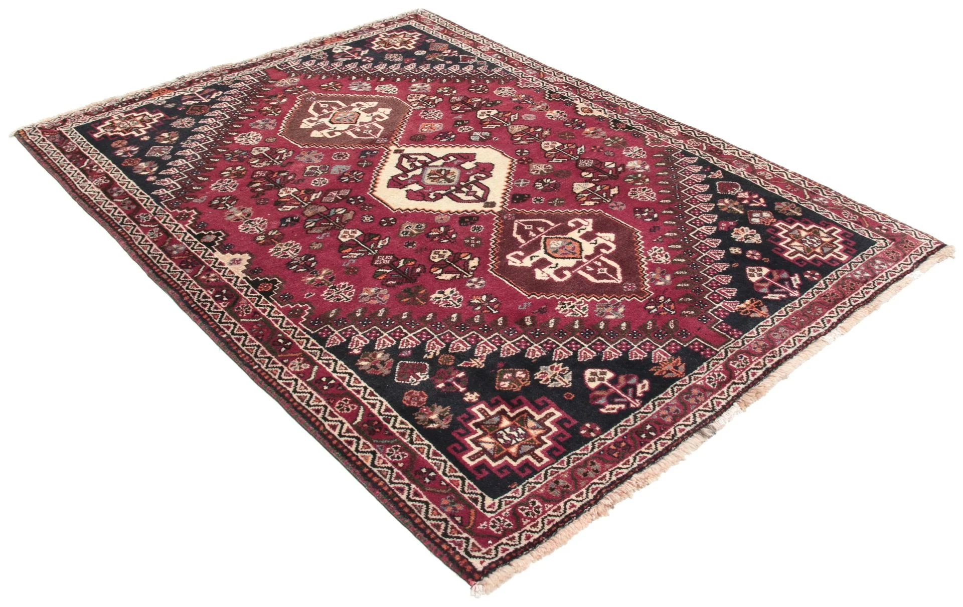 Alternative view of Hand-Knotted Qashqai Persian Rug, 120 × 168 cm, Wool