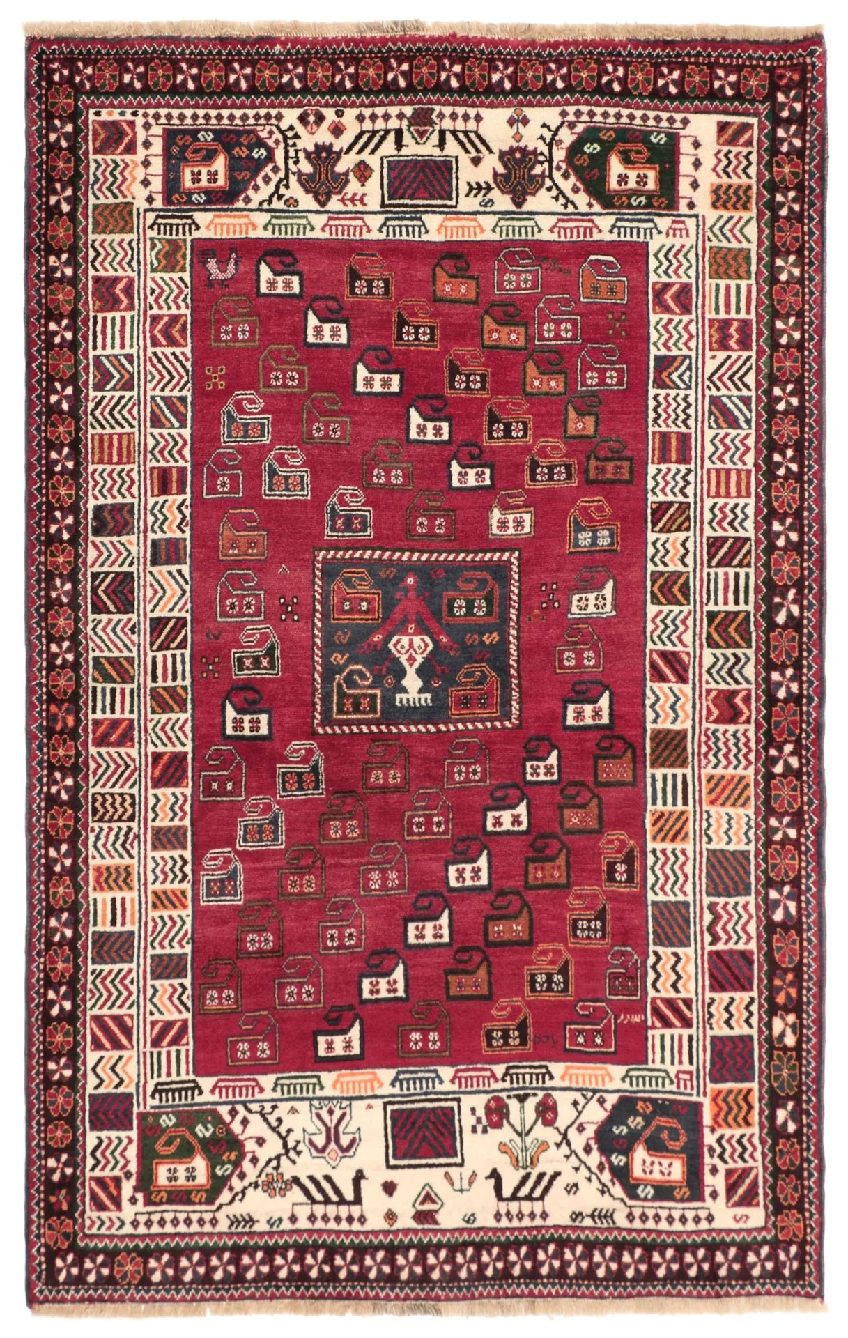 Wool Qashqai Persian Rug 126 × 200 cm, hand-knotted
