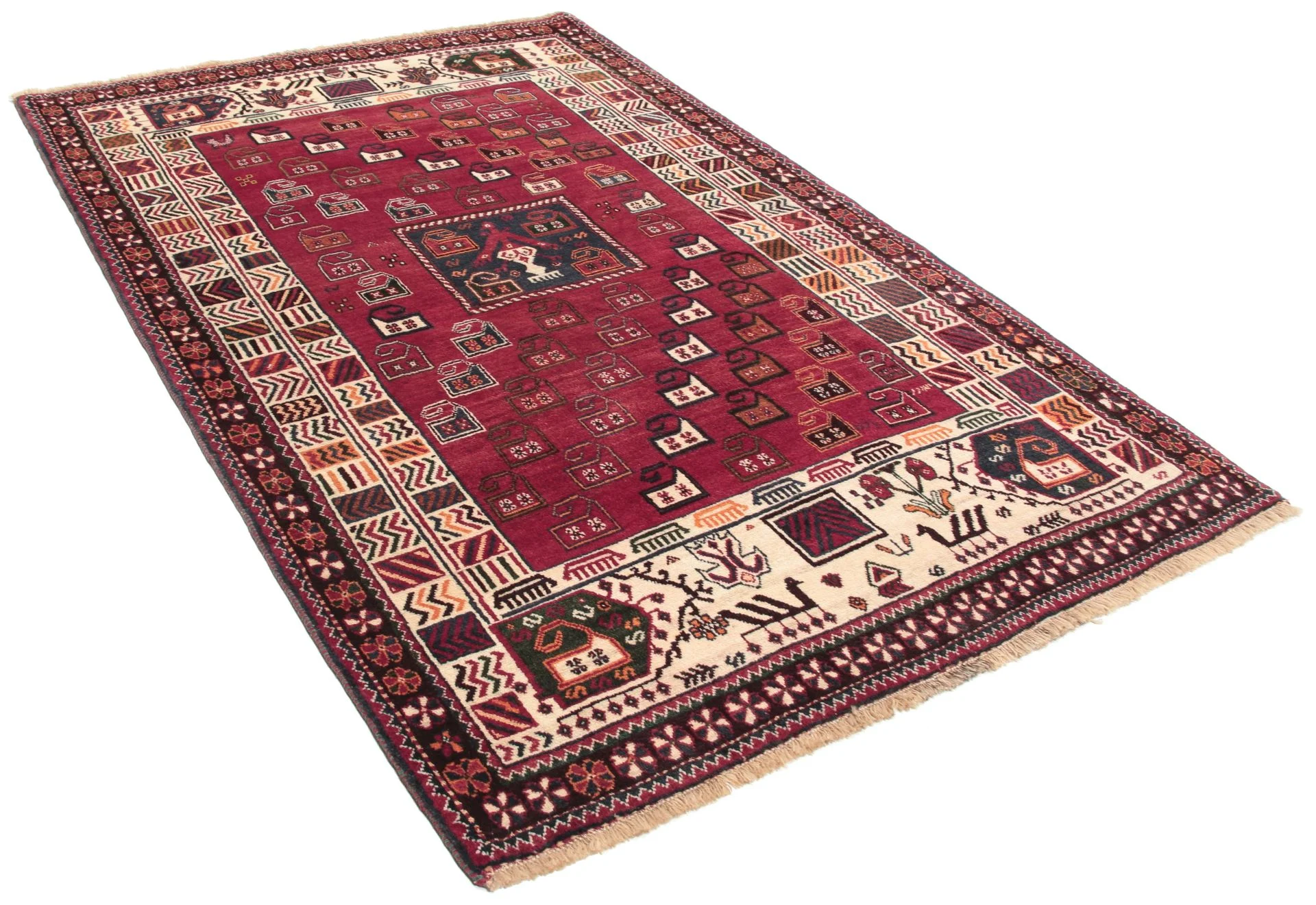Alternative view of Wool Qashqai Persian Rug 126 × 200 cm, hand-knotted