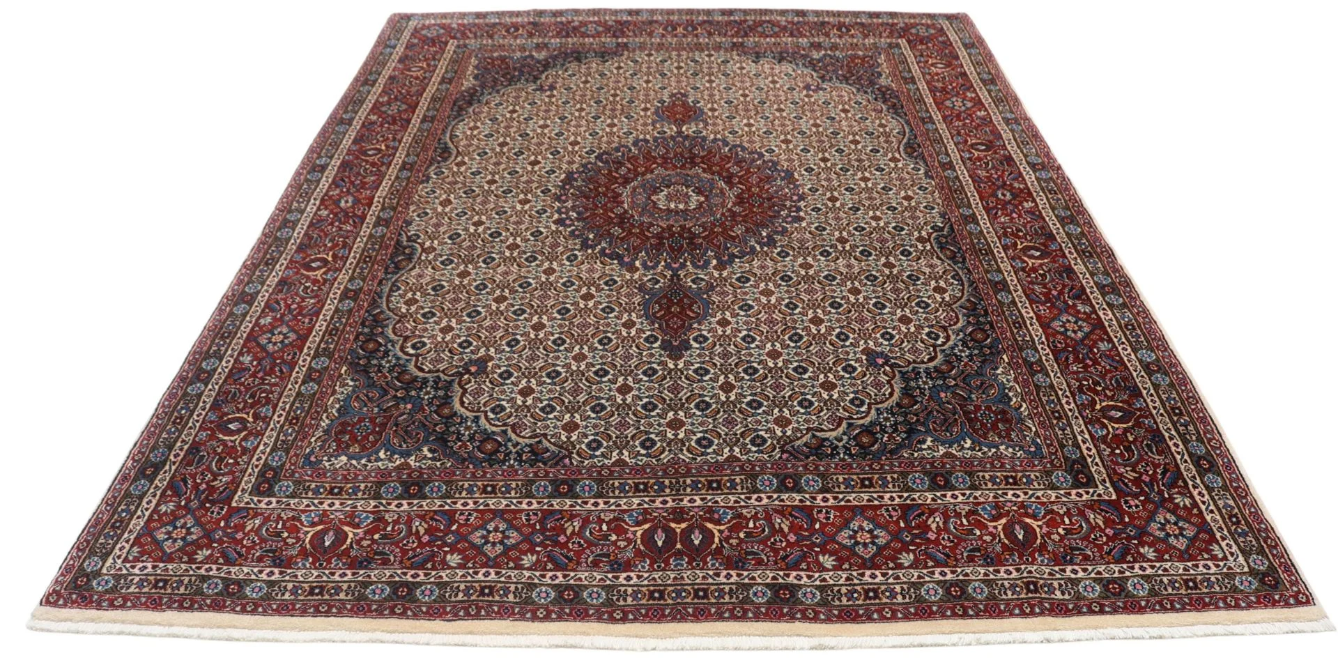 Hand-Knotted Moud Persian Rug, 165 × 222 cm, Wool - Image 7