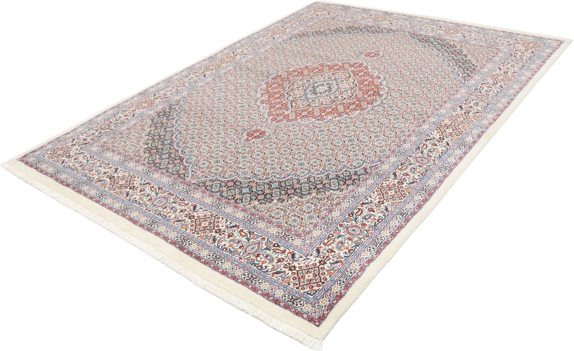 Hand-Knotted Moud Persian Rug, 165 × 235 cm, Wool - Image 3