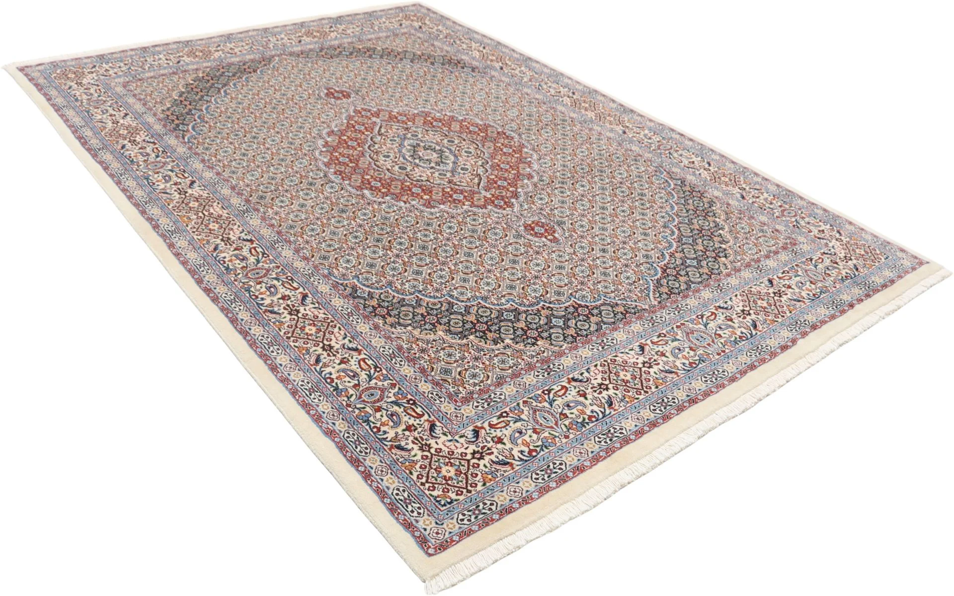 Hand-Knotted Moud Persian Rug, 165 × 235 cm, Wool - Image 4