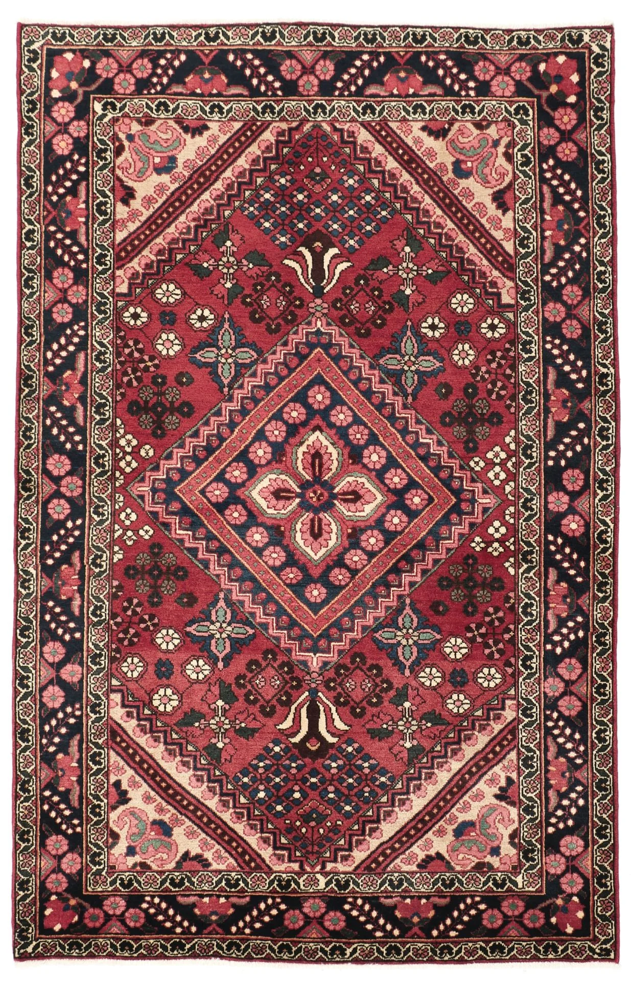 Hand-Knotted Bakhtiari Persian Rug, 137 × 212 cm, Wool