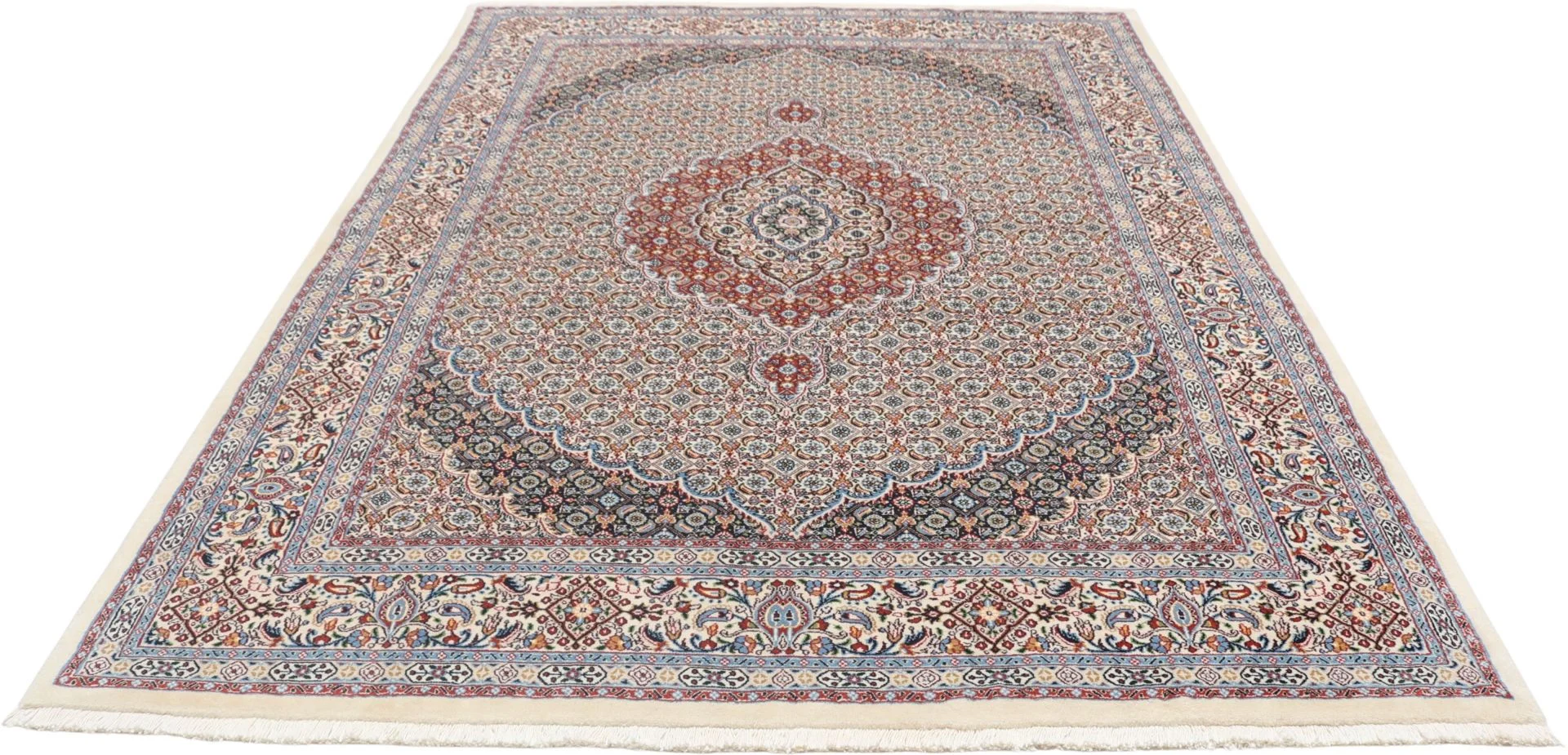 Hand-Knotted Moud Persian Rug, 165 × 235 cm, Wool - Image 7