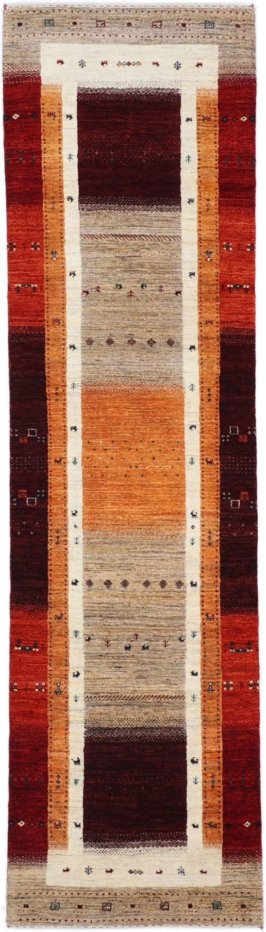 Hand-Knotted Loribaft Indian Rug, 85 × 314 cm, Wool