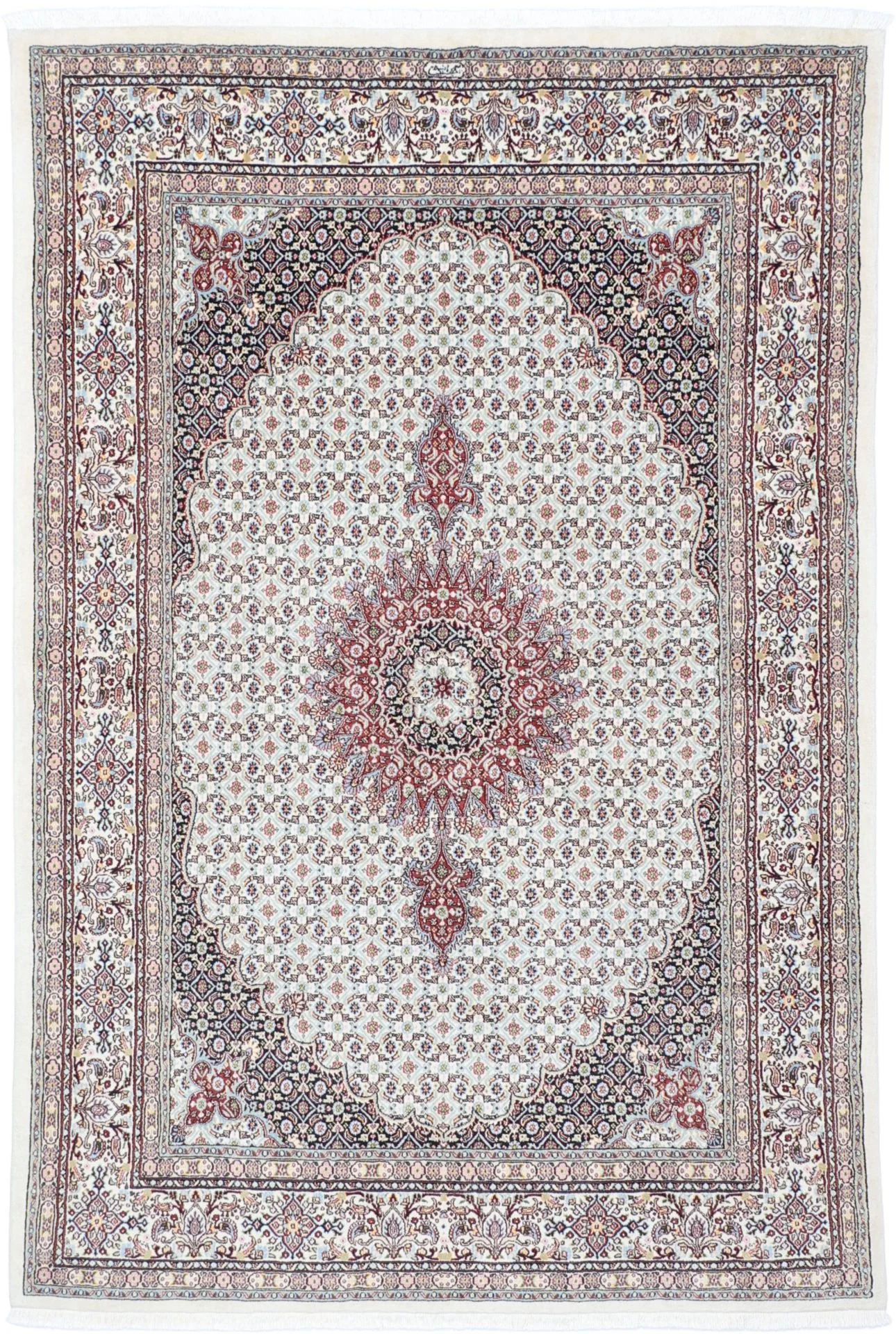 Hand-Knotted Moud Persian Rug, 163 × 243 cm, Wool