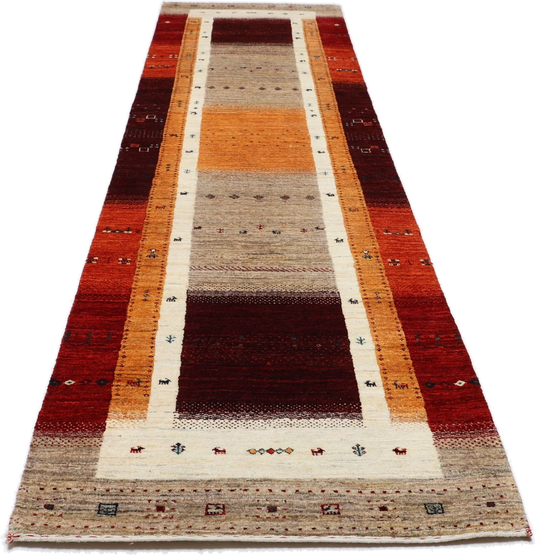 Alternative view of Hand-Knotted Loribaft Indian Rug, 85 × 314 cm, Wool