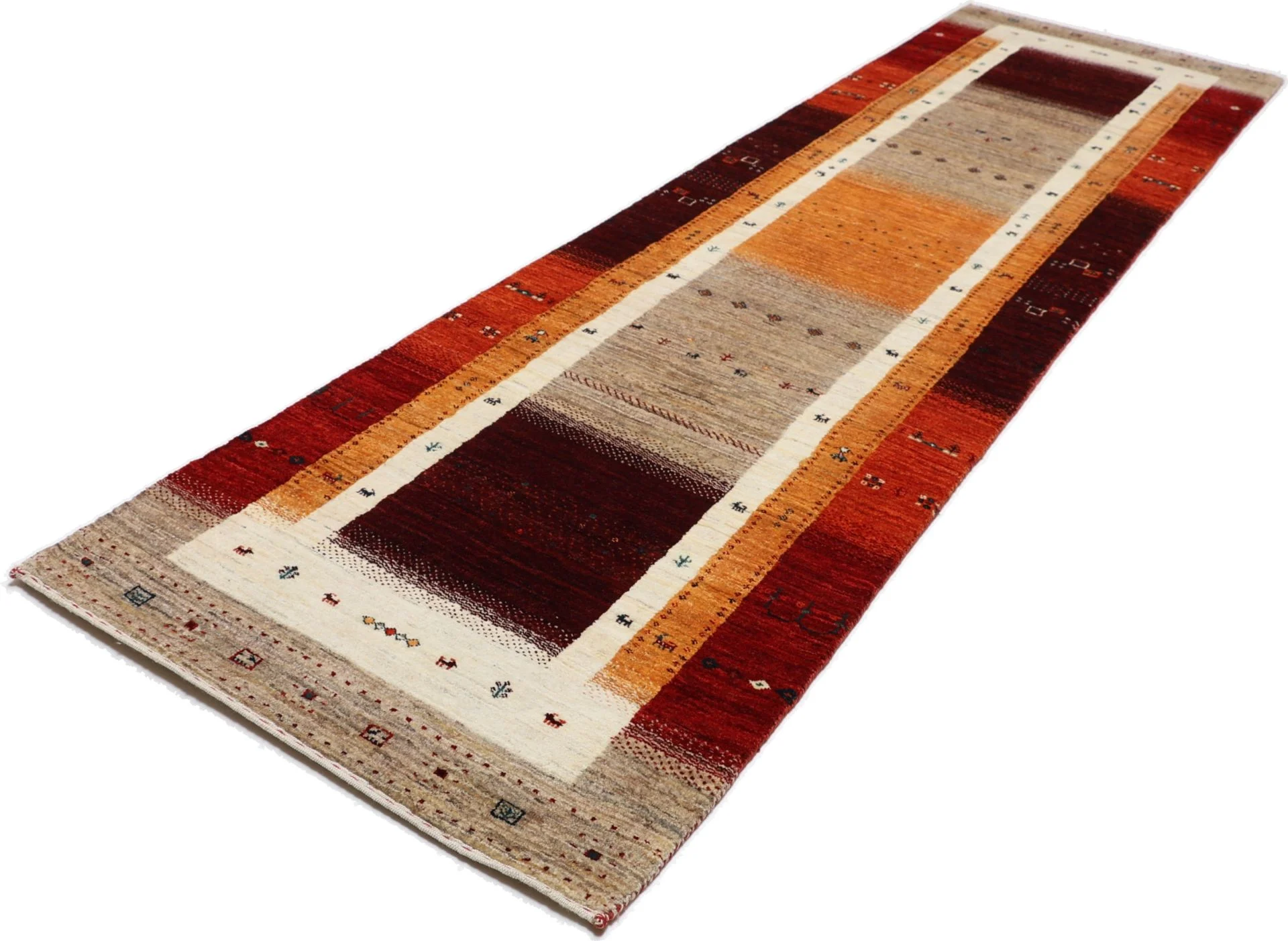 Hand-Knotted Loribaft Indian Rug, 85 × 314 cm, Wool - Image 3