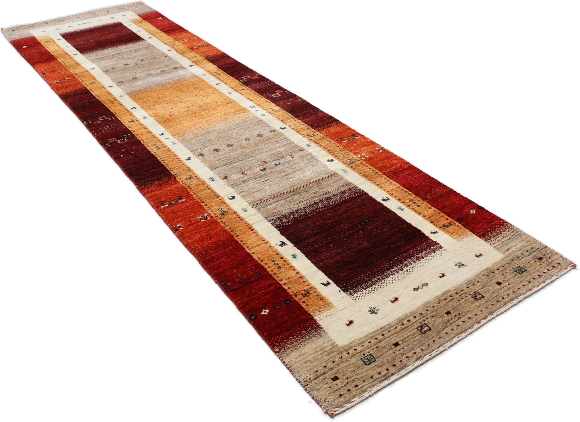 Hand-Knotted Loribaft Indian Rug, 85 × 314 cm, Wool - Image 4