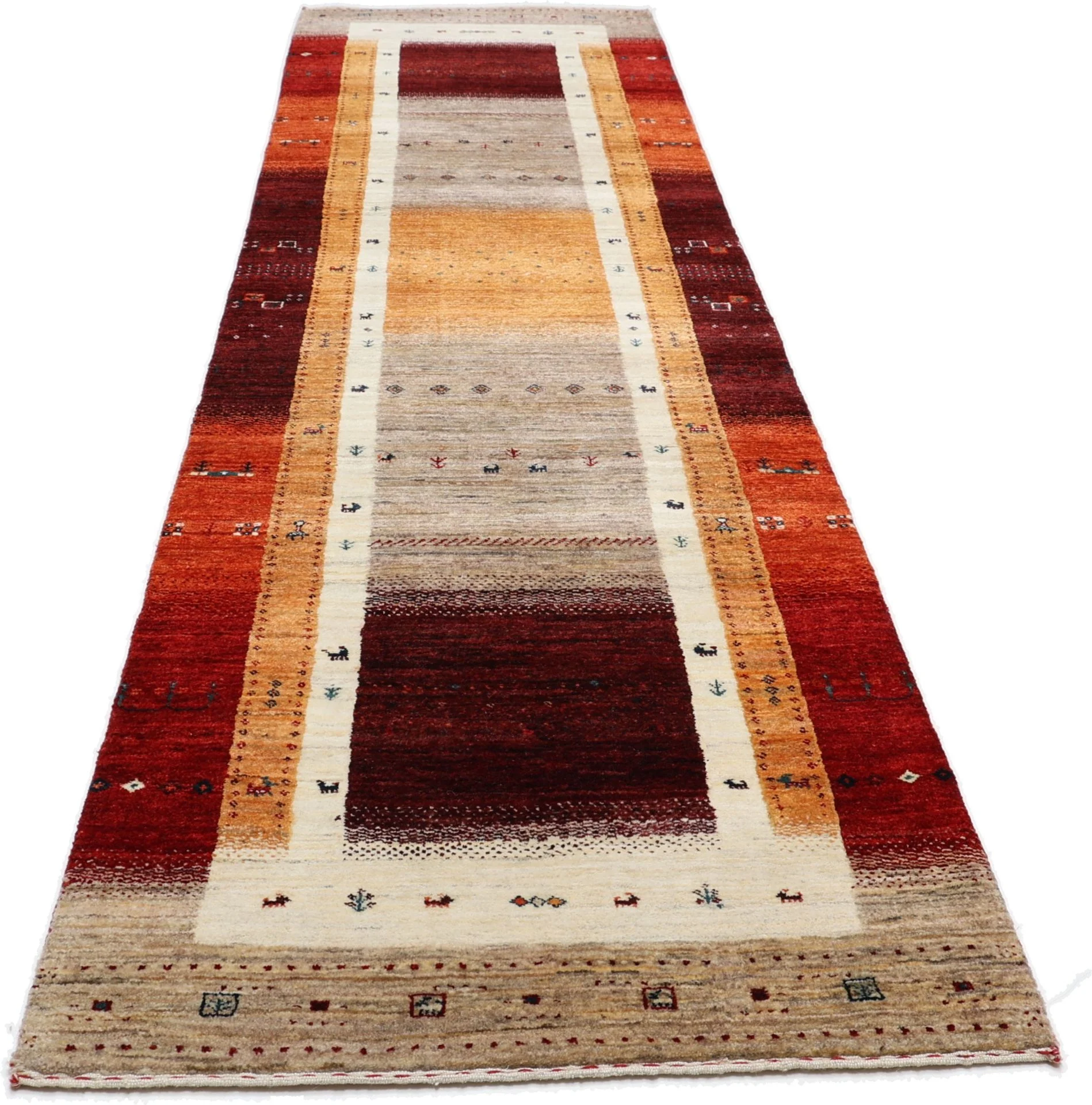 Hand-Knotted Loribaft Indian Rug, 85 × 314 cm, Wool - Image 8