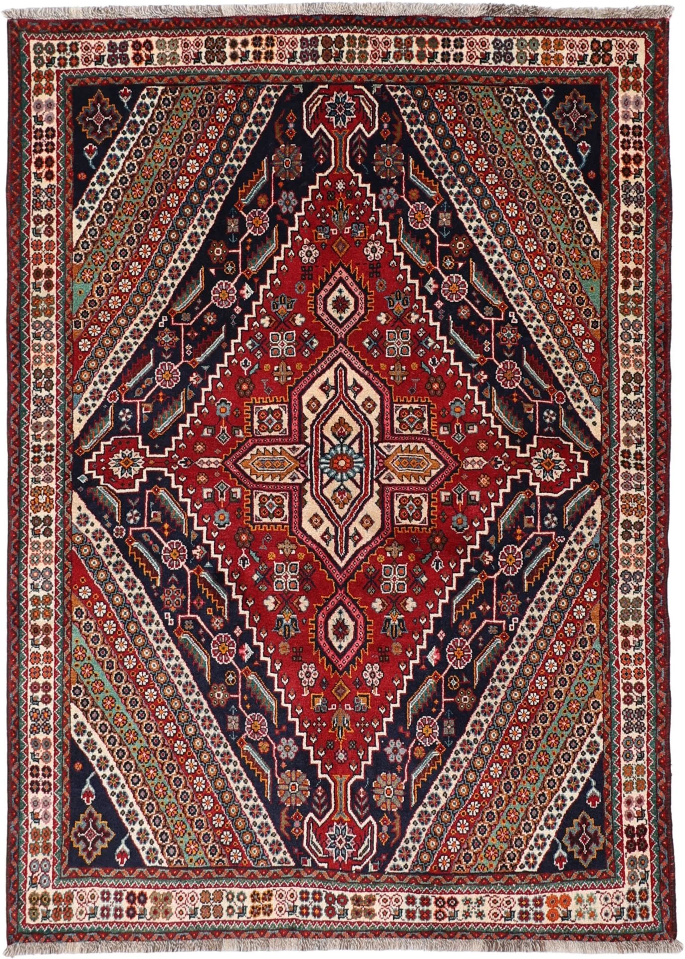 Hand-Knotted Shiraz Persian Rug, 160 × 226 cm, Wool