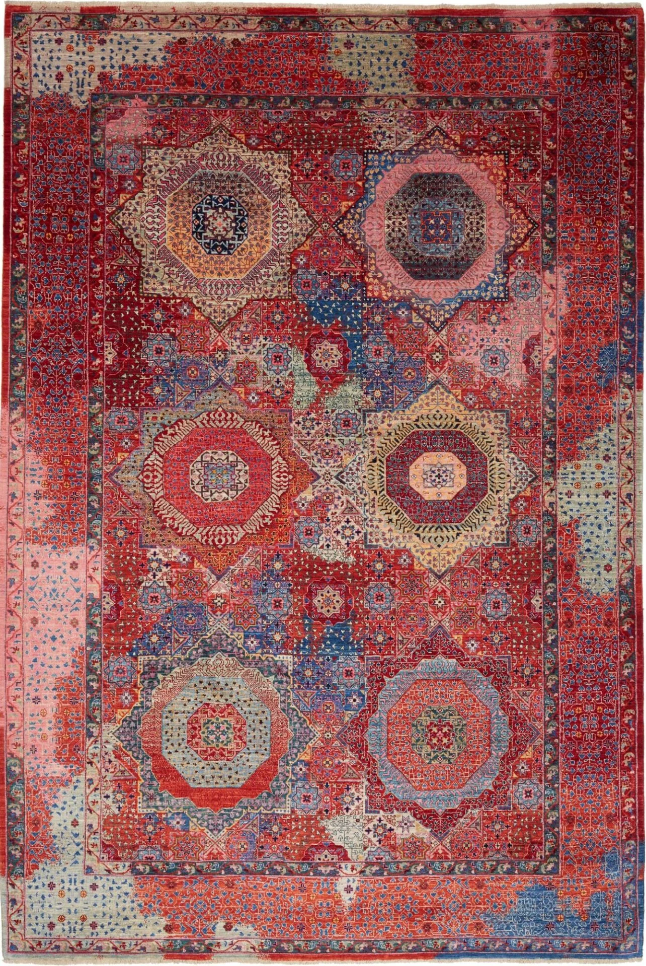 Hand-Knotted Mamluk Pakistani Rug, 199 × 295 cm, Wool