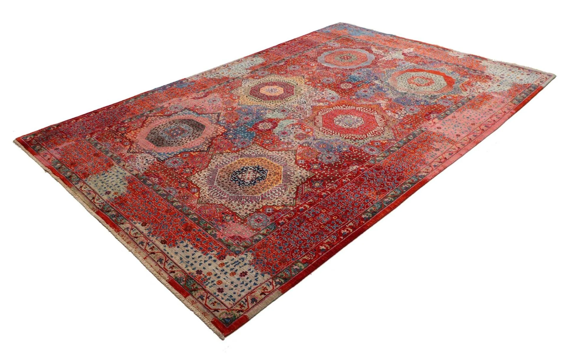 Alternative view of Hand-Knotted Mamluk Pakistani Rug, 199 × 295 cm, Wool