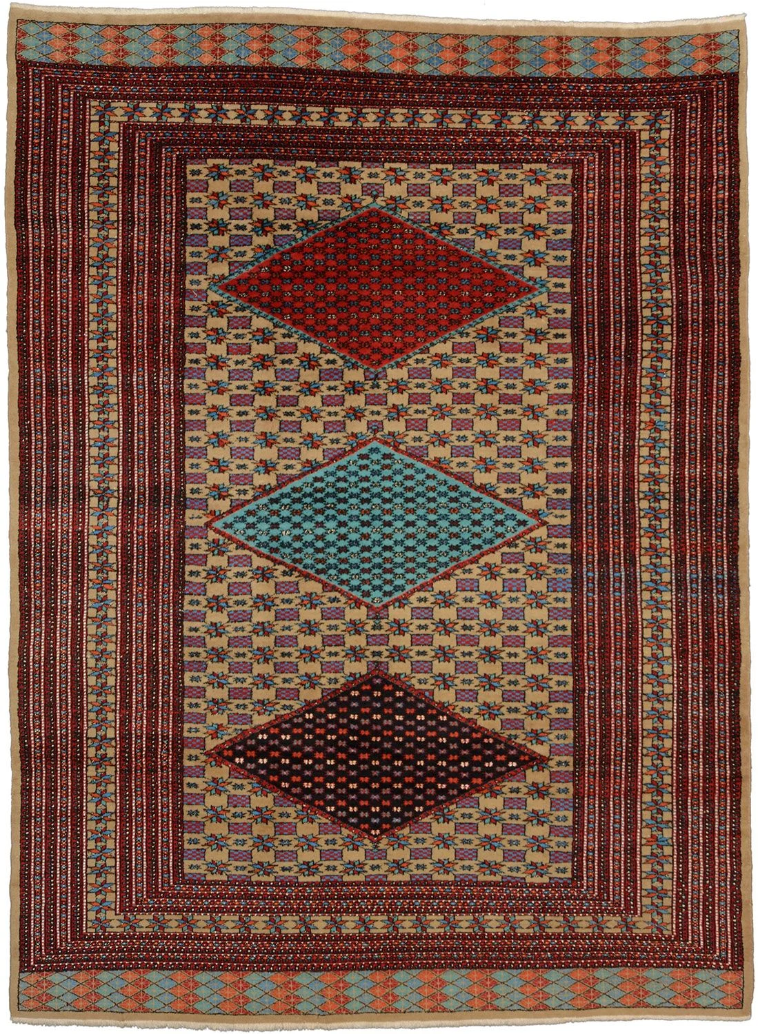 Hand-Knotted Turkmen Pakistani Rug, 193 × 260 cm, Wool