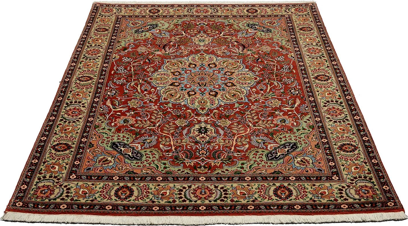 Alternative view of Wool Tabriz Persian Rug 151 × 214 cm, hand-knotted