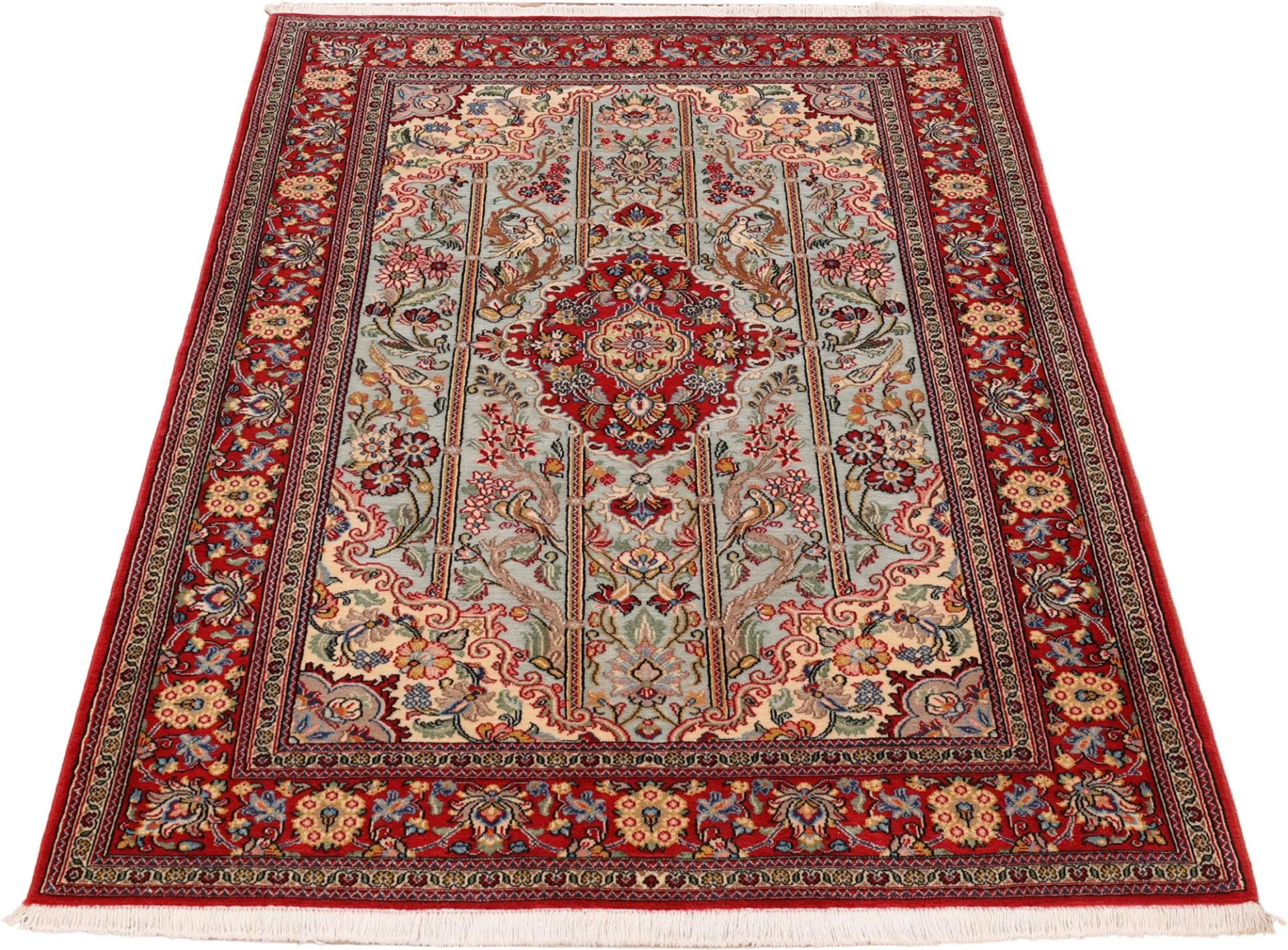 Alternative view of Qom Persian Rug 132 × 194 cm in Wool, hand-knotted