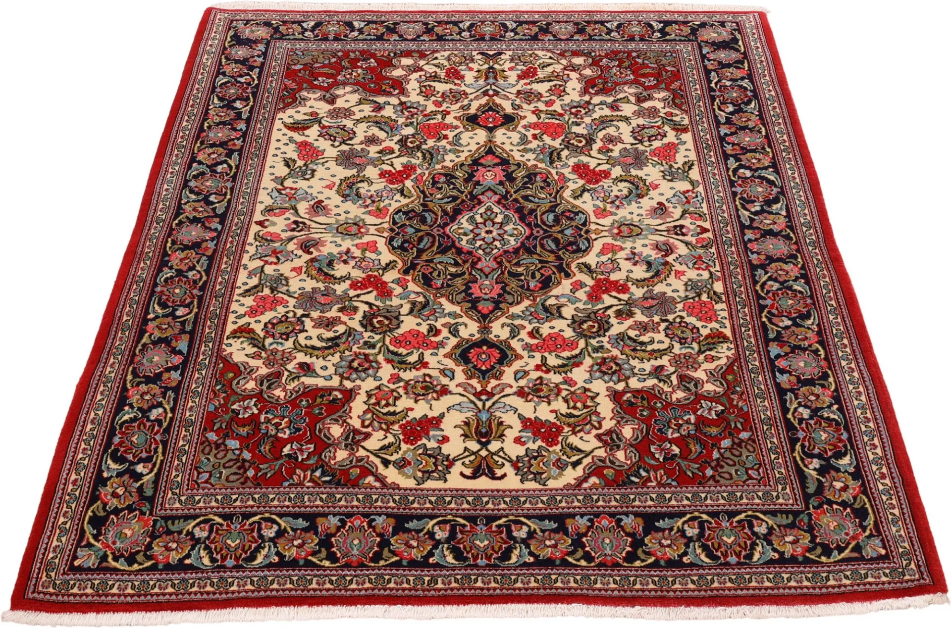 Alternative view of Hand-Knotted Qom Persian Rug, 141 × 179 cm, Wool