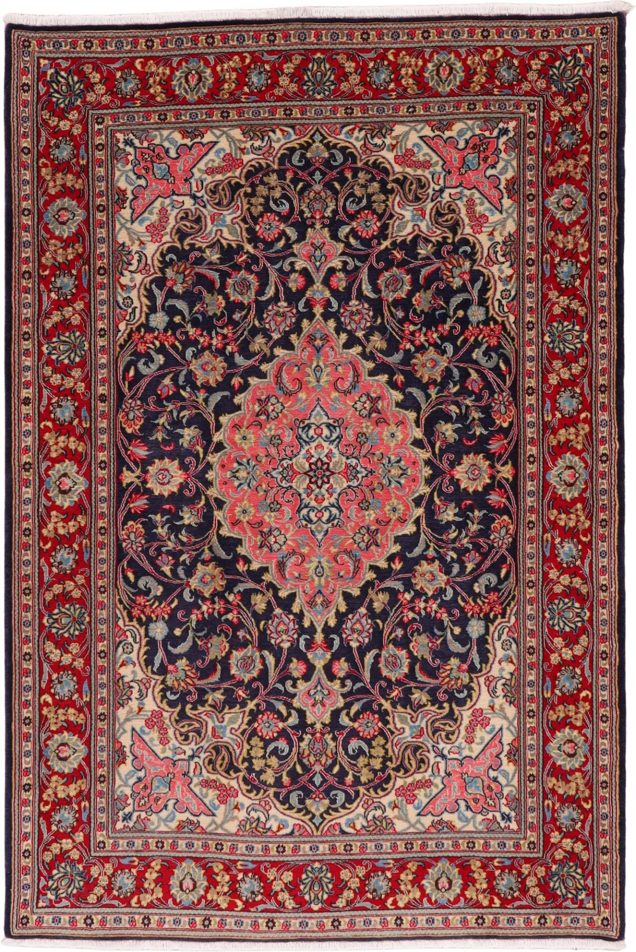 Hand-Knotted Qom Persian Rug, 137 × 203 cm, Wool