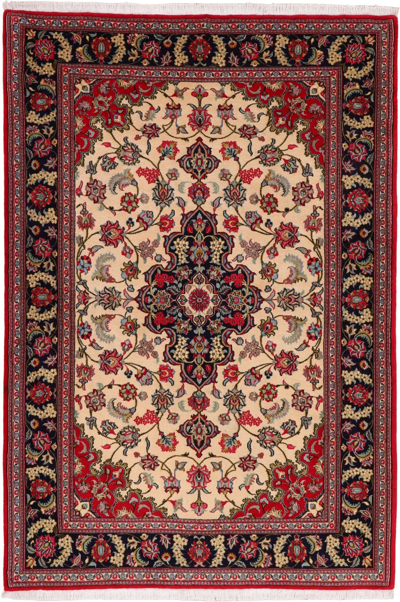 Hand-Knotted Qom Persian Rug, 147 × 215 cm, Wool