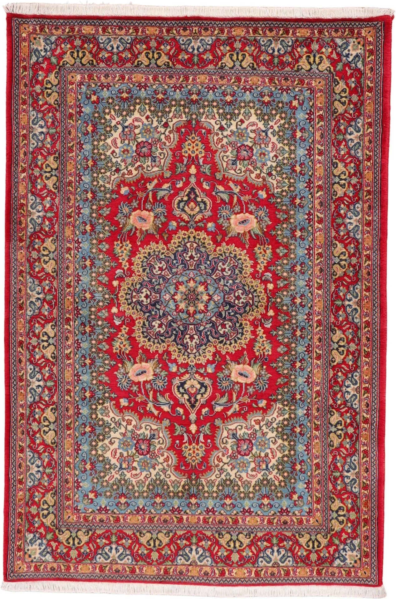 Hand-Knotted Qom Persian Rug, 122 × 182 cm, Wool