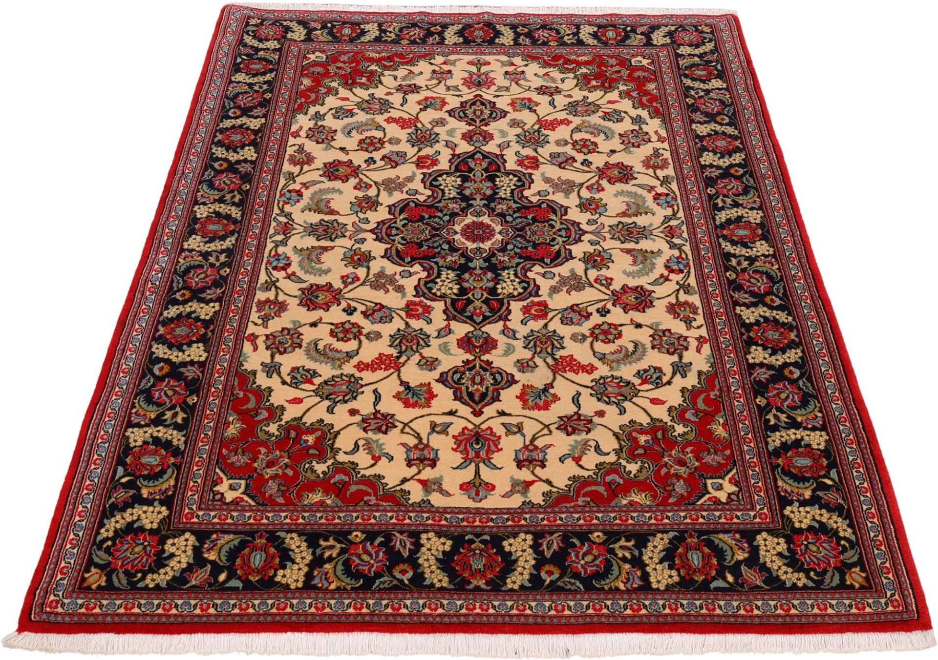 Alternative view of Hand-Knotted Qom Persian Rug, 147 × 215 cm, Wool