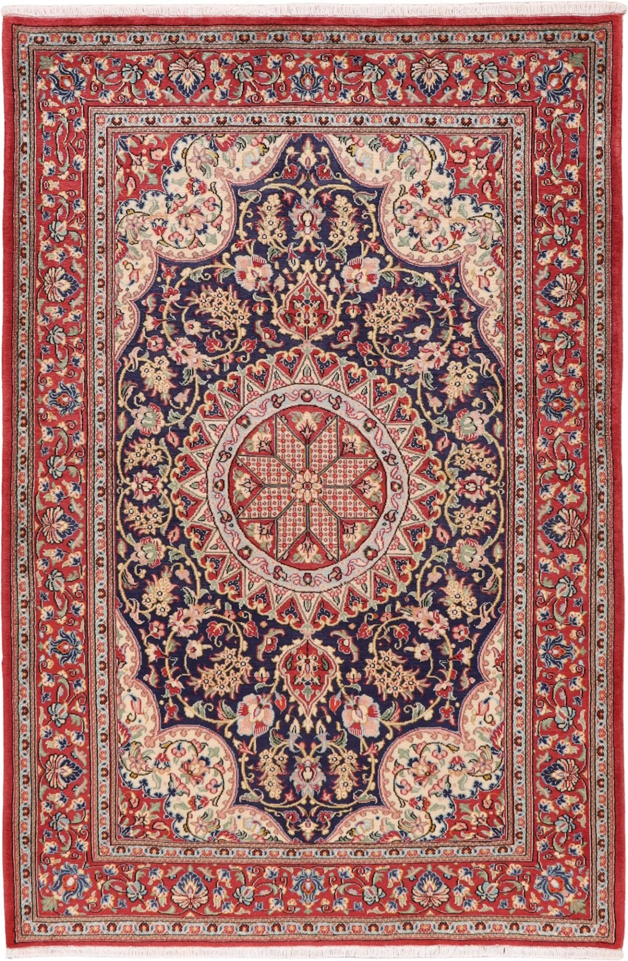 Hand-Knotted Qom Persian Rug, 131 × 197 cm, Wool