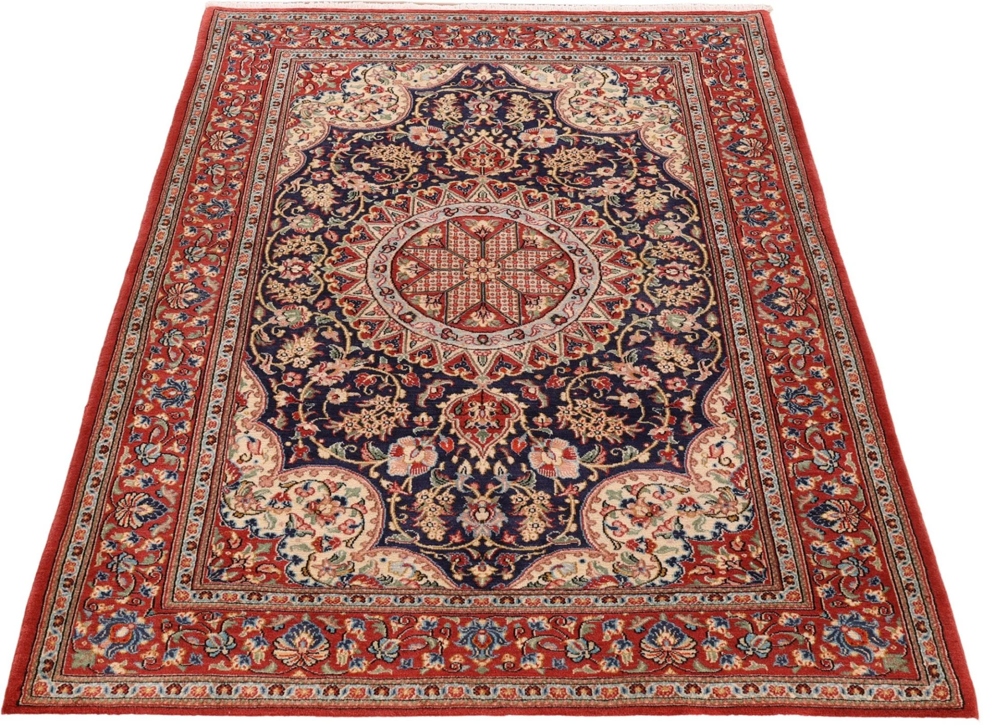 Alternative view of Hand-Knotted Qom Persian Rug, 131 × 197 cm, Wool