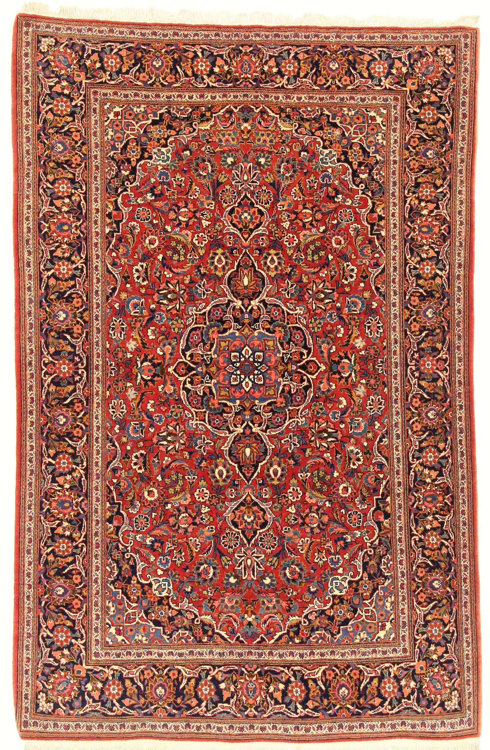 Hand-Knotted Kashan Persian Rug, 210 × 136 cm, Wool