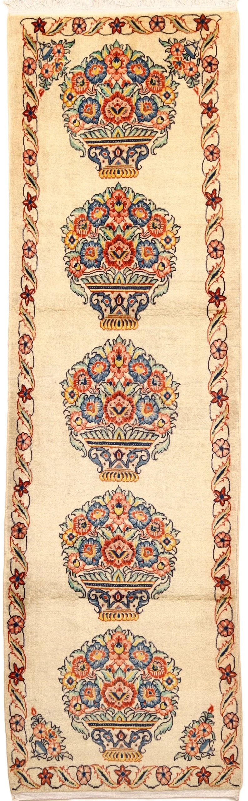 Hand-Knotted Sarouk Persian Rug, 298 × 90 cm, Wool