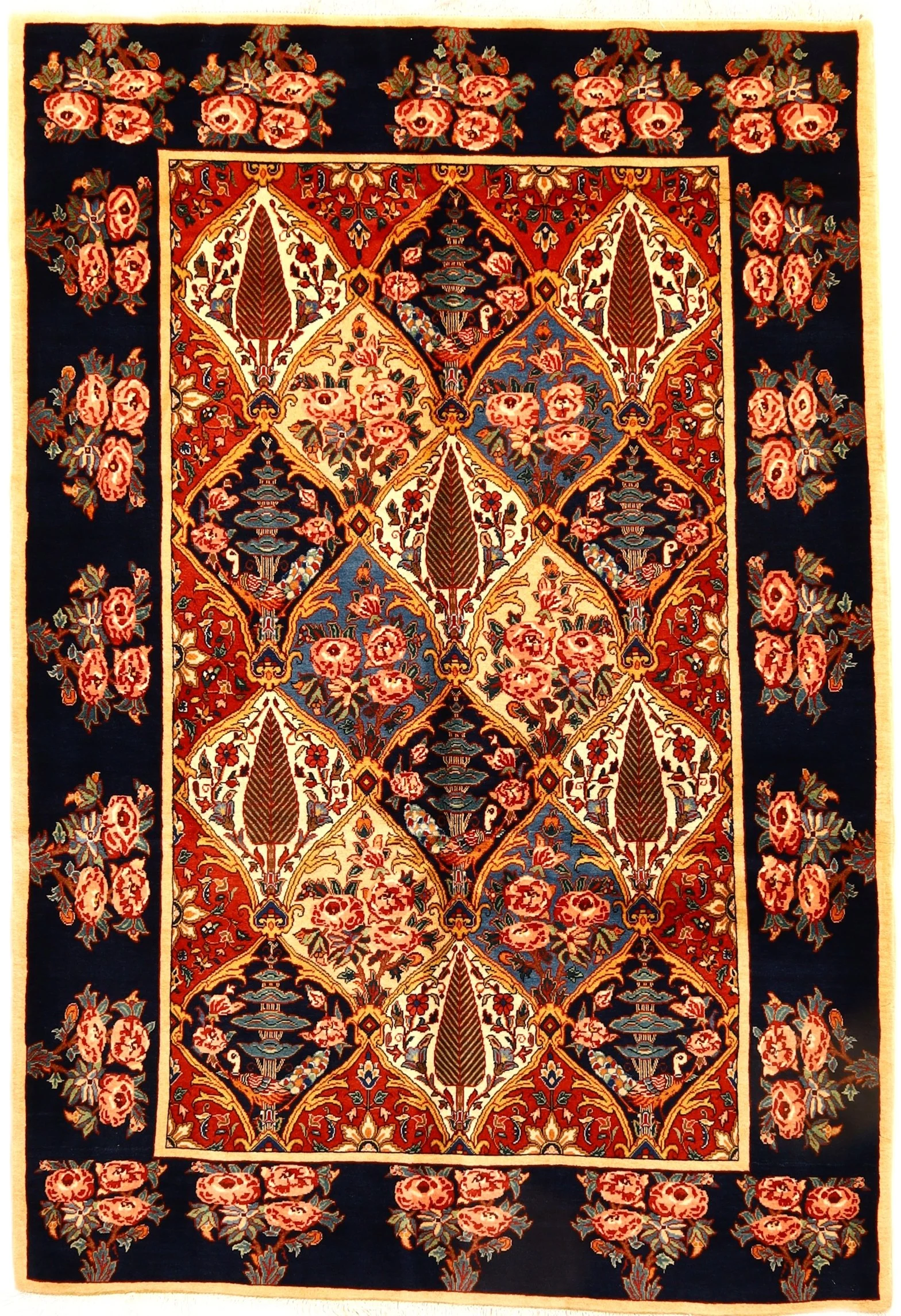 Hand-Knotted Bakhtiari Persian Rug, 242 × 165 cm, Wool