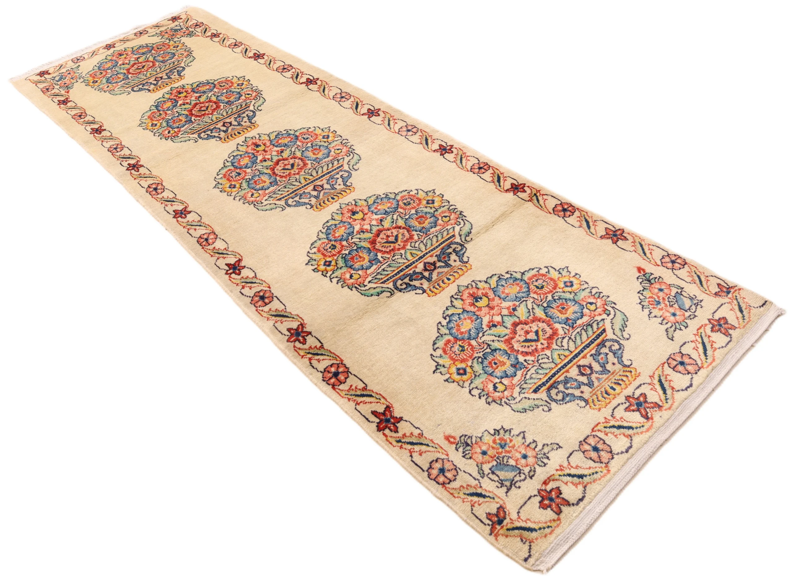 Hand-Knotted Sarouk Persian Rug, 298 × 90 cm, Wool - Image 3