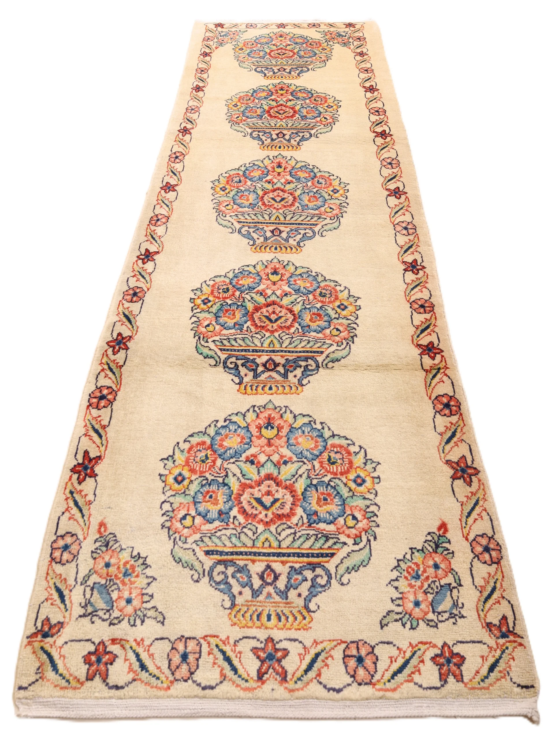 Hand-Knotted Sarouk Persian Rug, 298 × 90 cm, Wool - Image 4