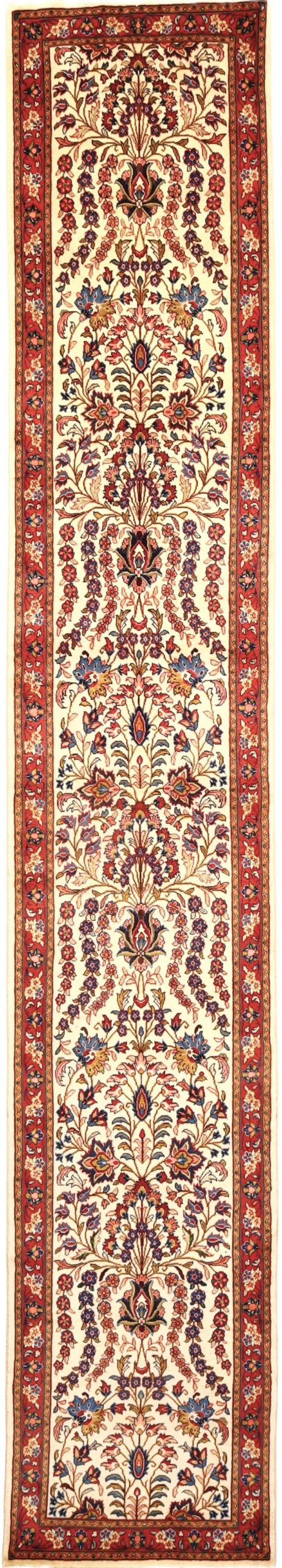 Hand-Knotted Sarouk Persian Rug, 457 × 78 cm, Wool