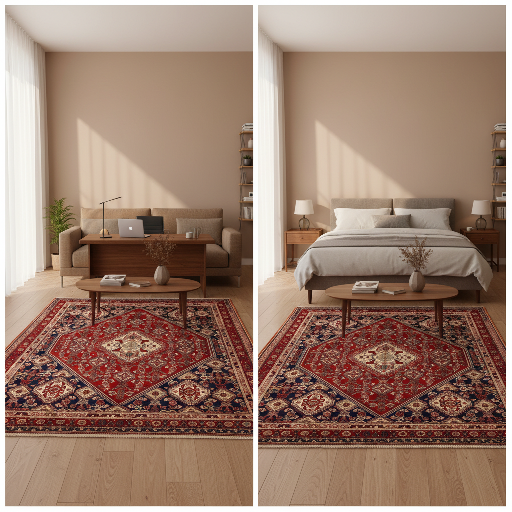 Alternative view of Hand-Knotted Qashqai Persian Rug, 201 × 147 cm, Wool