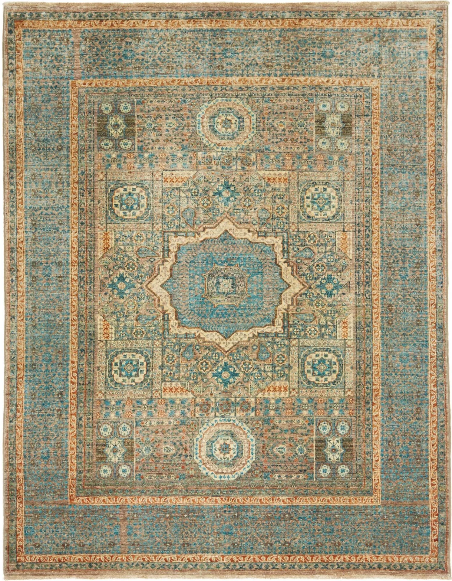 Wool Mamluk Pakistani Rug 148 × 189 cm, hand-knotted