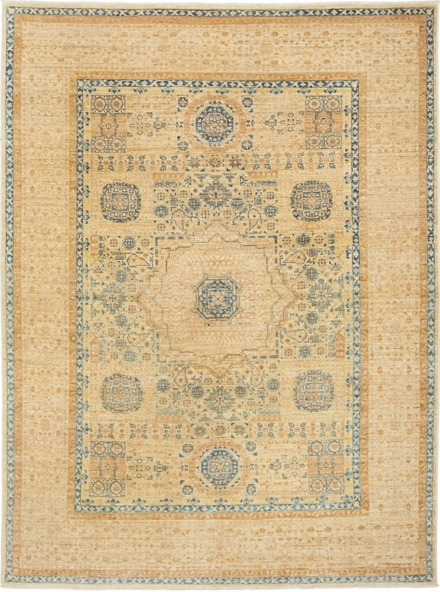 Hand-Knotted Mamluk Pakistani Rug, 146 × 195 cm, Wool