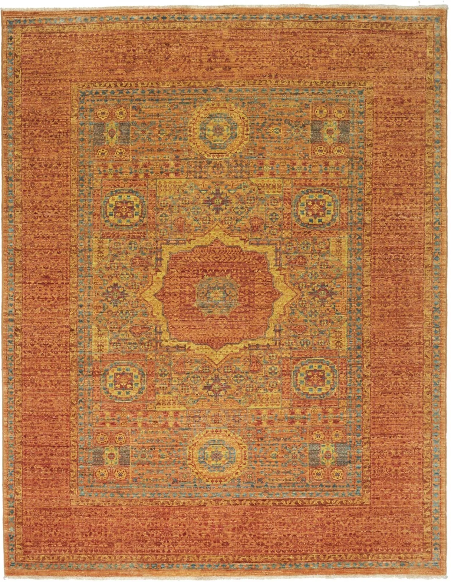 Hand-Knotted Mamluk Pakistani Rug, 154 × 195 cm, Wool