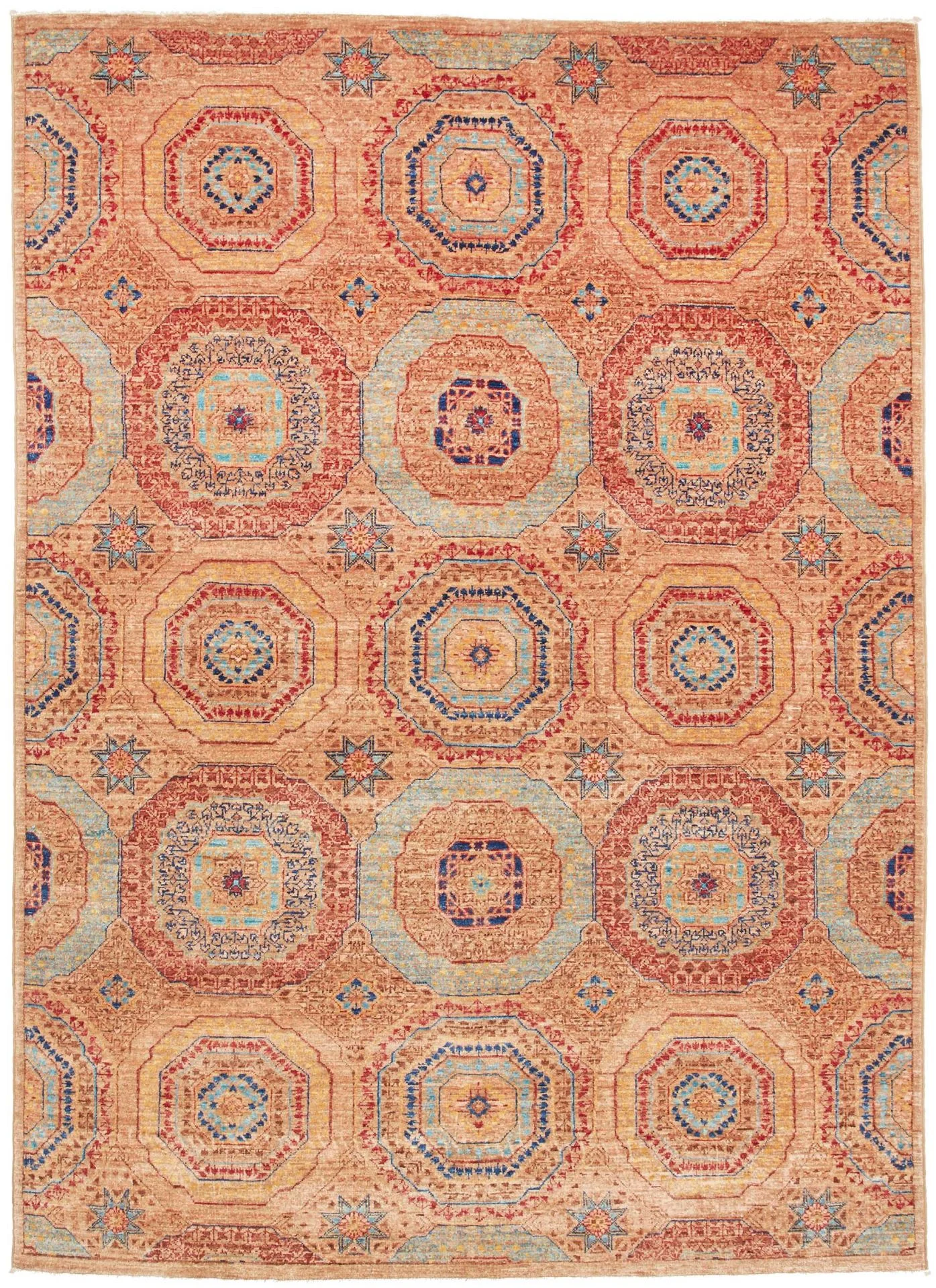 Wool Mamluk Pakistani Rug 149 × 209 cm, hand-knotted