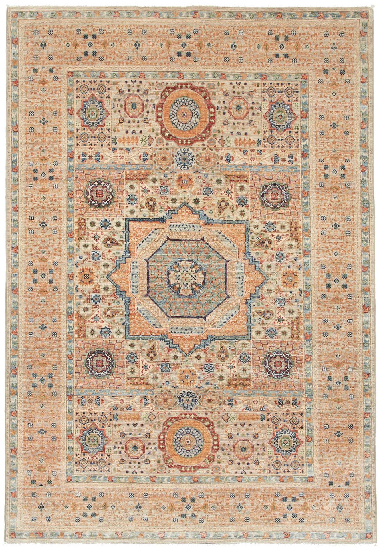 Hand-Knotted Mamluk Pakistani Rug, 124 × 179 cm, Wool