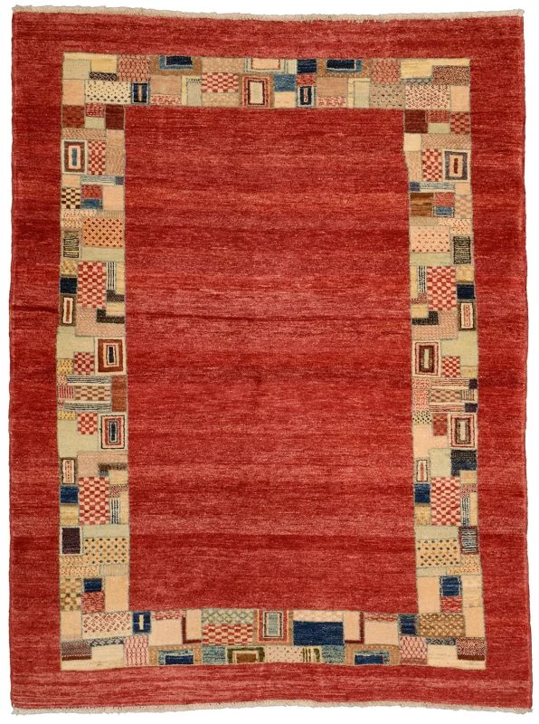 Hand-Knotted Gabbeh Pakistani Rug, 142 × 187 cm, Wool
