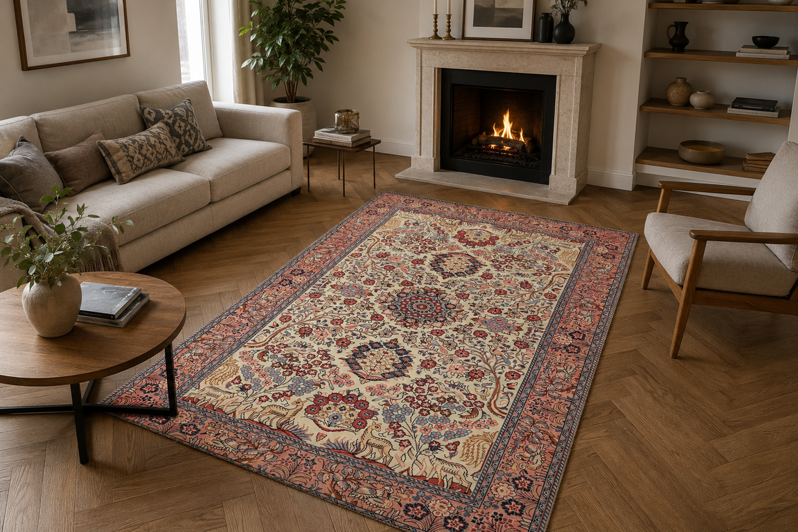 Alternative view of Sarouk Persian Rug 218 × 133 cm in Wool, hand-knotted