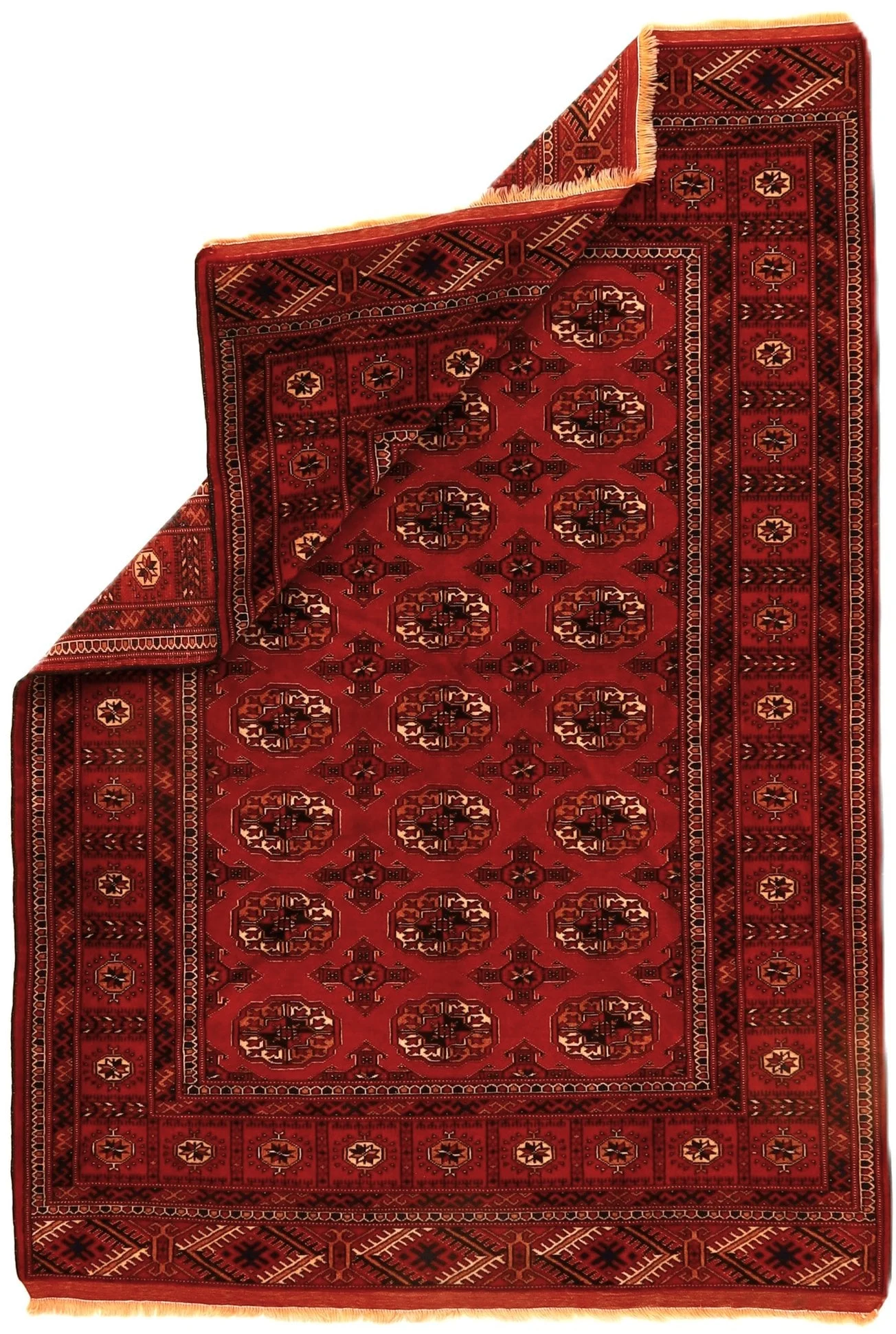 Alternative view of Wool Turkmen Persian Rug 198 × 135 cm, hand-knotted