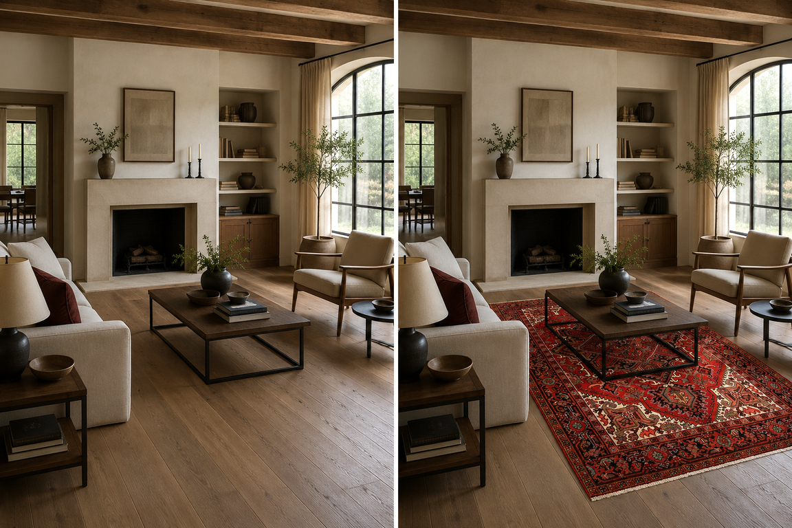 Alternative view of Heriz Persian Rug 204 × 148 cm in Wool, hand-knotted