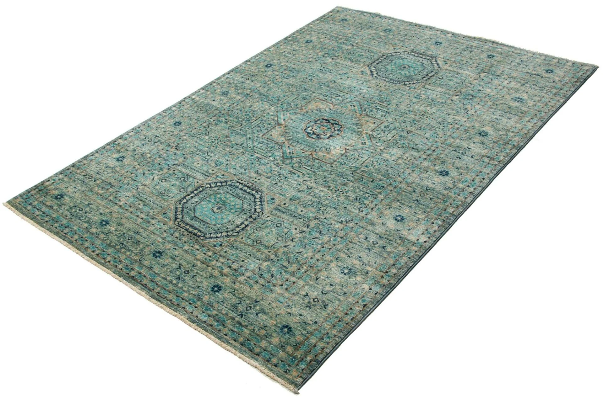 Alternative view of Hand-Knotted Mamluk Pakistani Rug, 126 × 178 cm, Wool