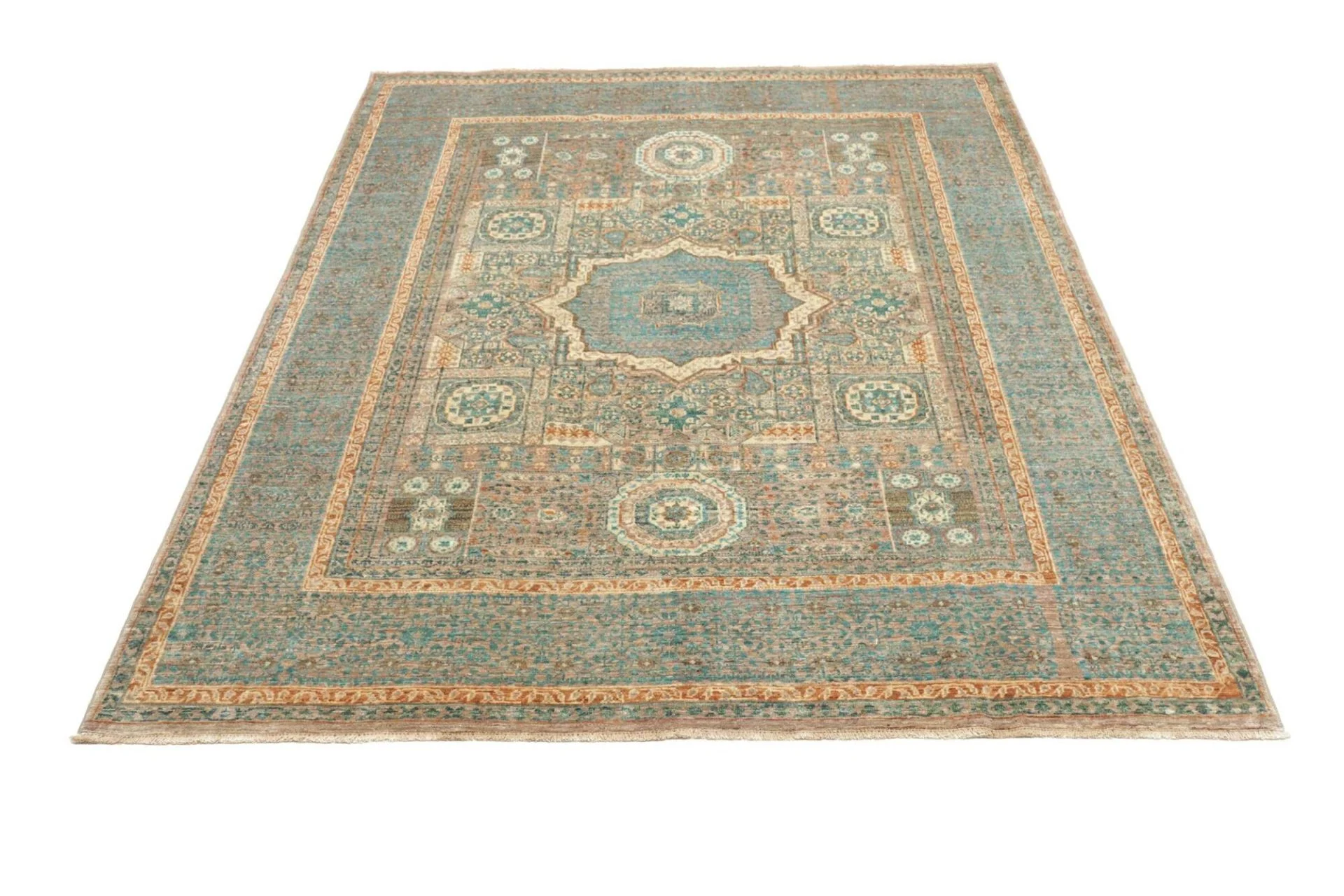 Wool Mamluk Pakistani Rug 148 × 189 cm, hand-knotted - Image 4