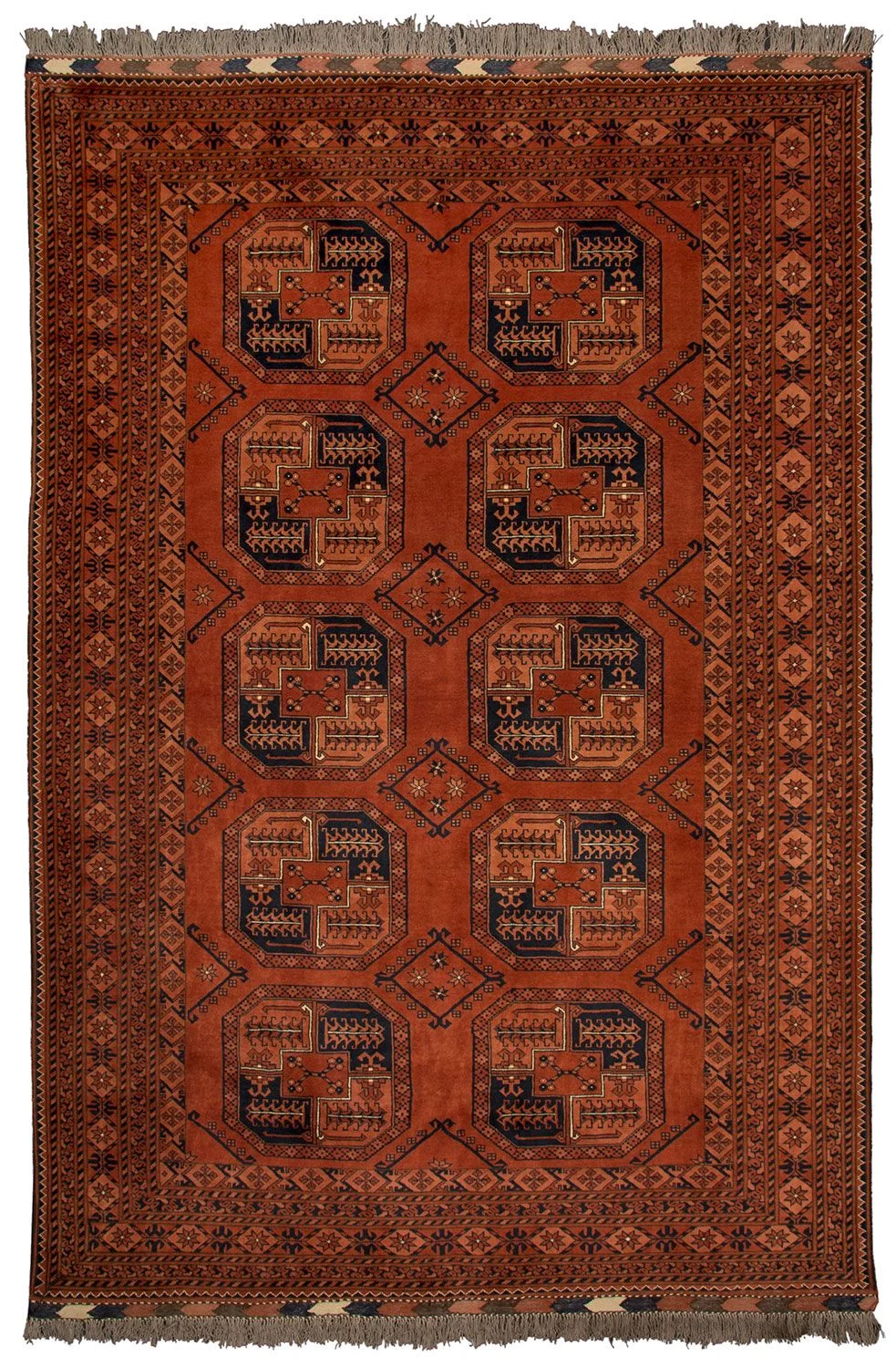 Hand-Knotted Afghan Rug, 198 × 288 cm, Wool