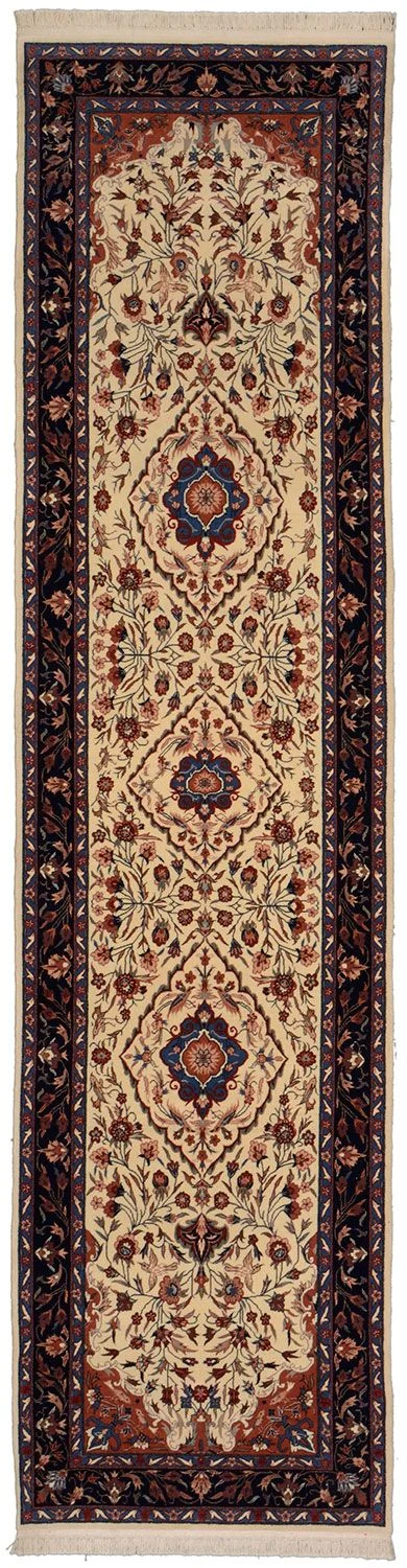 Hand-Knotted Isfahan Chinese Rug, 79 × 310 cm, Wool