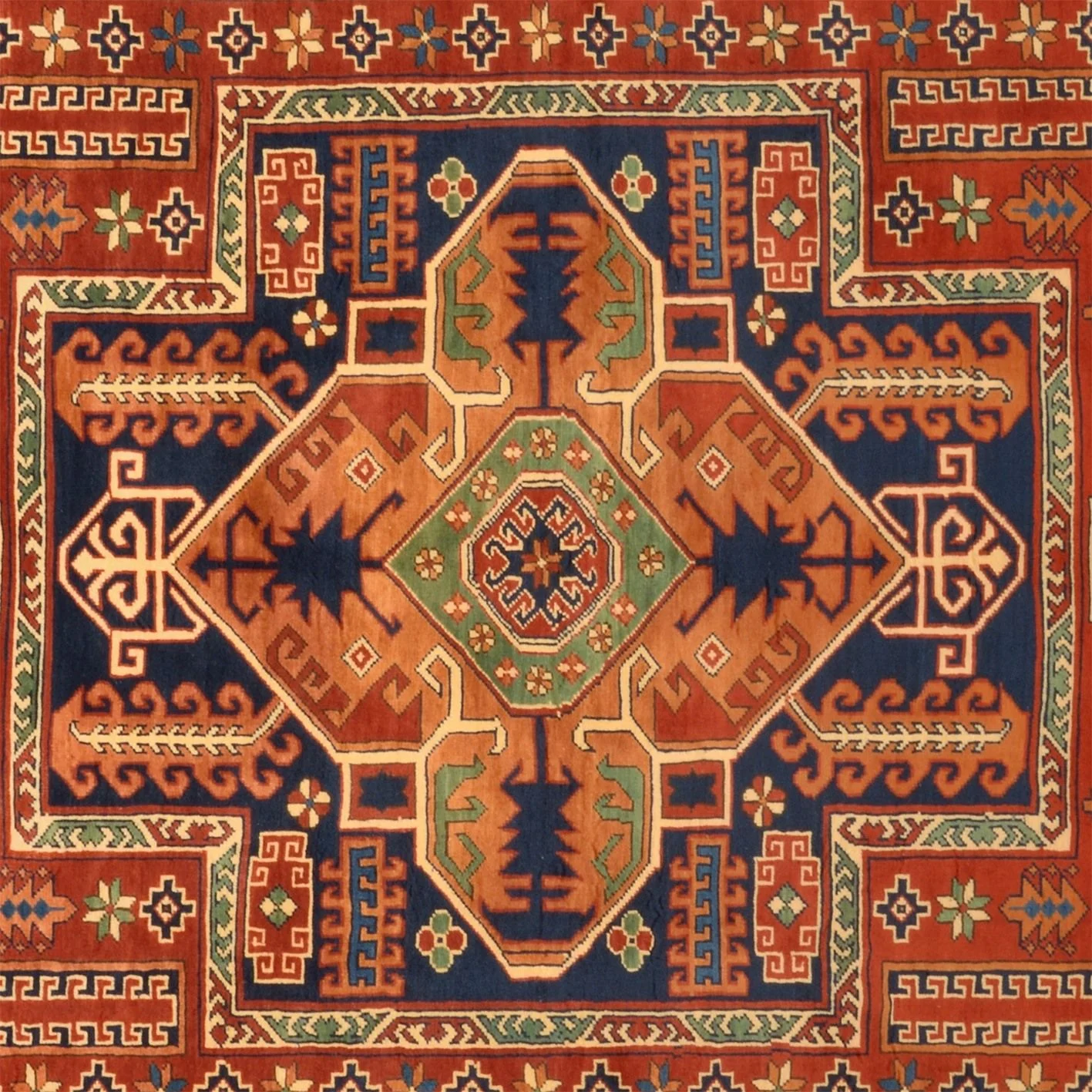 Alternative view of Afghan Rug 200 × 293 cm in Wool, hand-knotted