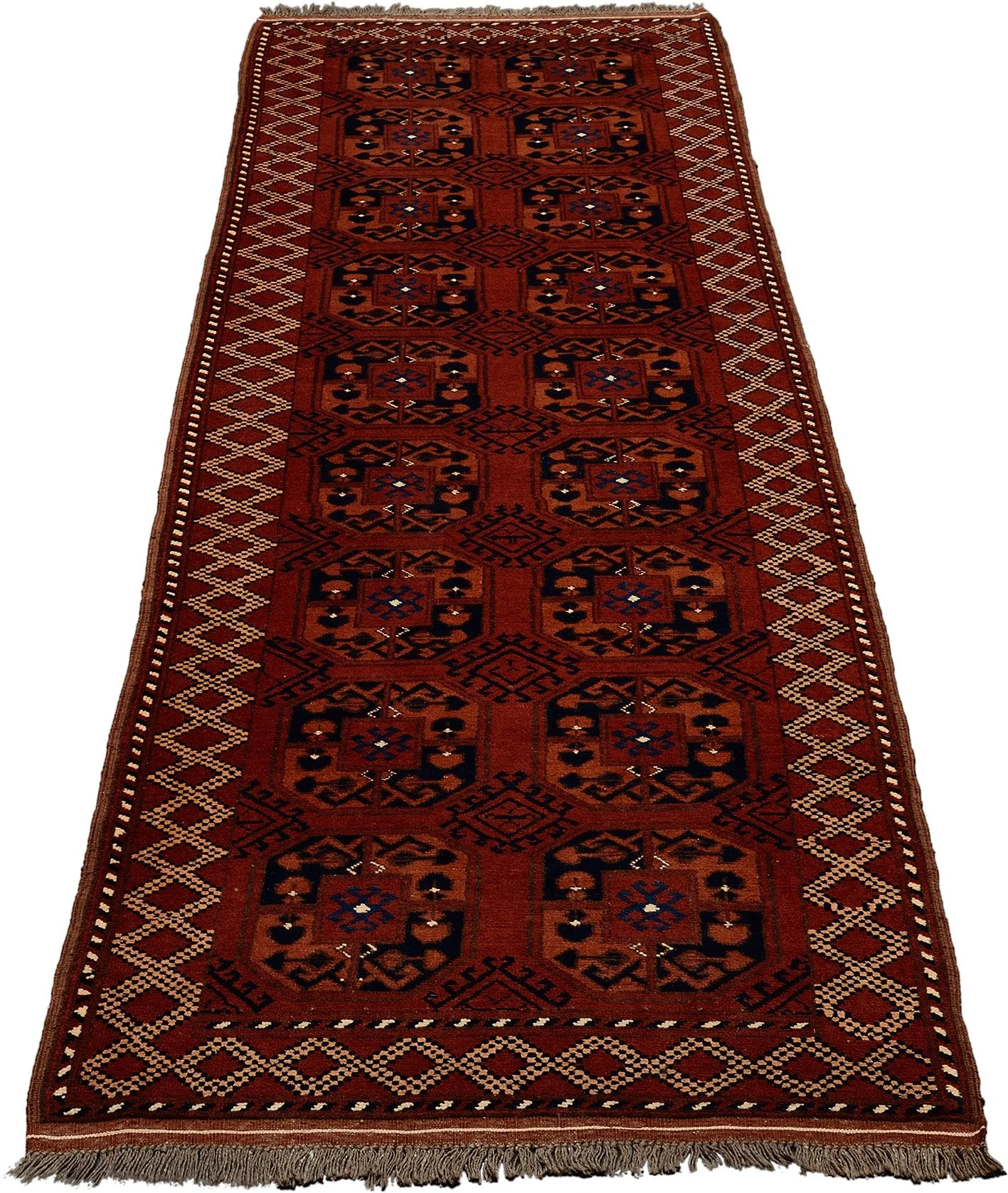 Alternative view of Hand-Knotted Turkmen Afghan Rug, 93 × 309 cm, Wool